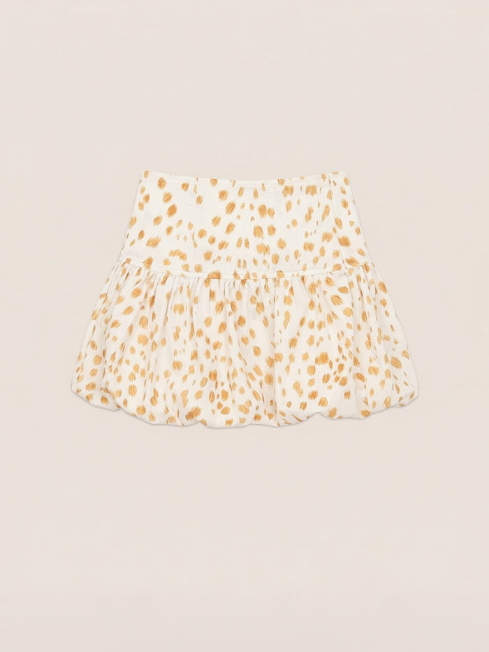 Fawn Deer Print Balloon Mini Skirt 