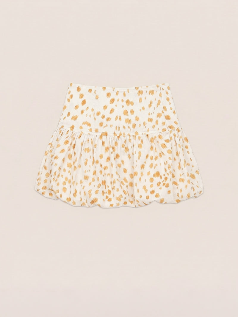 Fawn Deer Print Balloon Mini Skirt