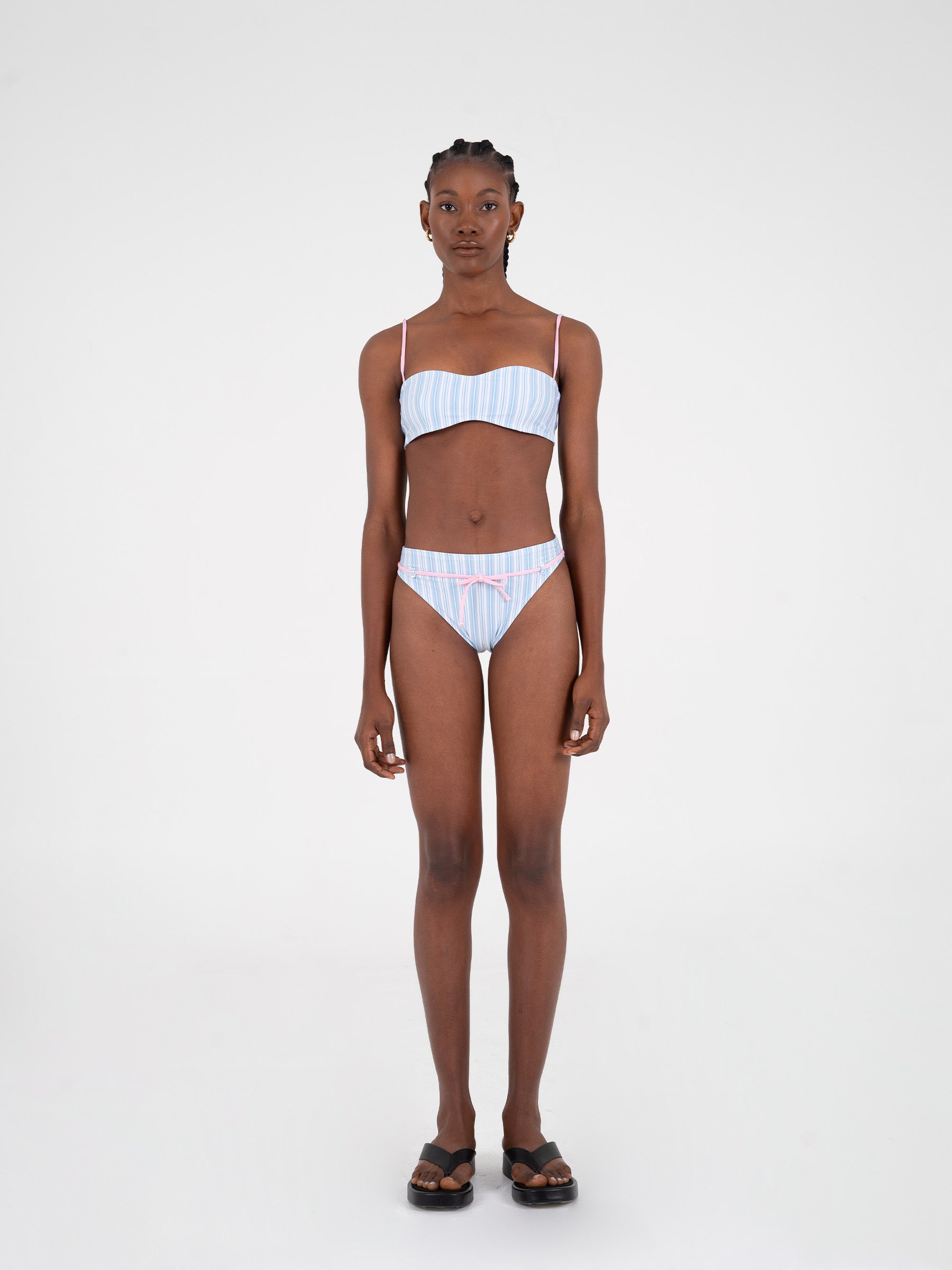 River Striped Print Bikini Bottom Bañador