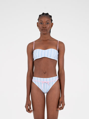 River Striped Print Bikini Top