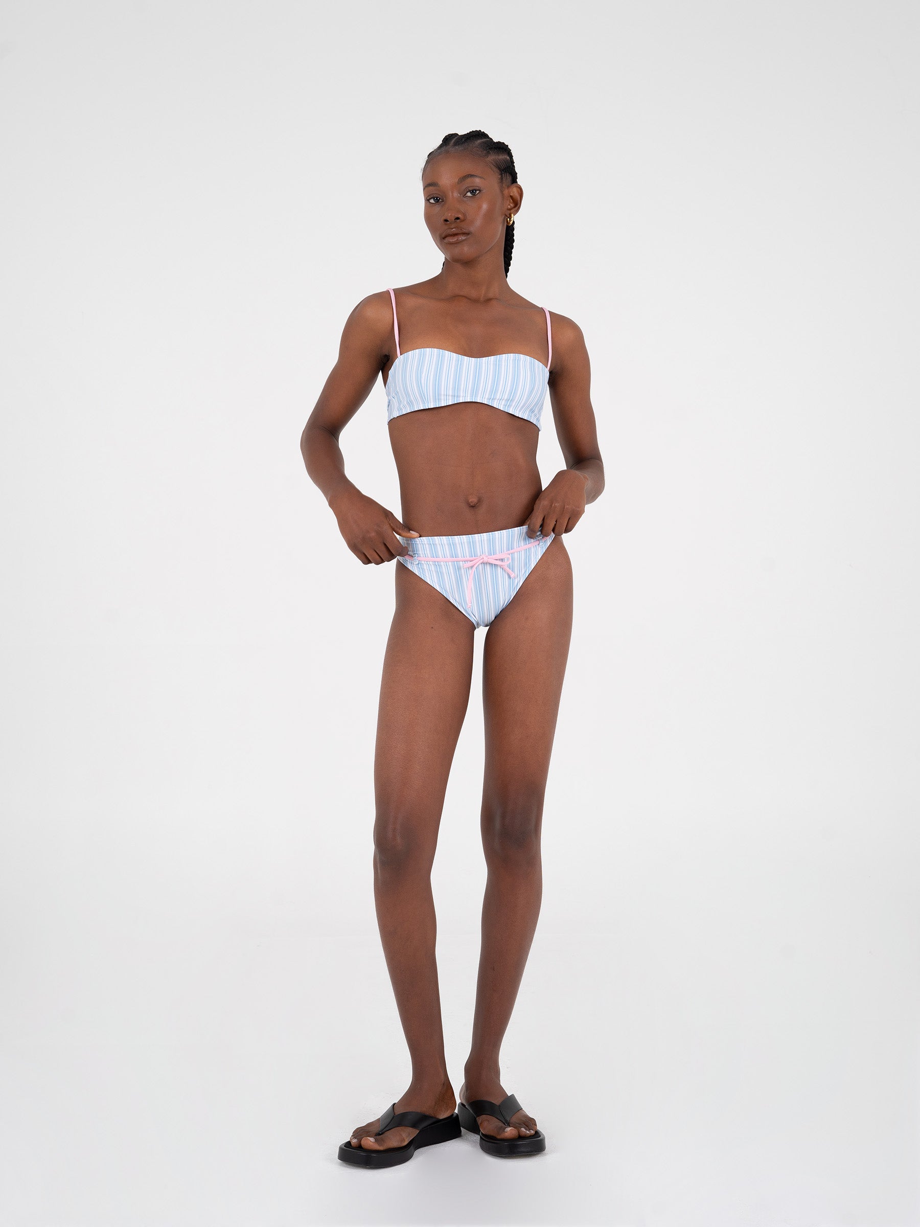 River Striped Print Bikini Top Bañador