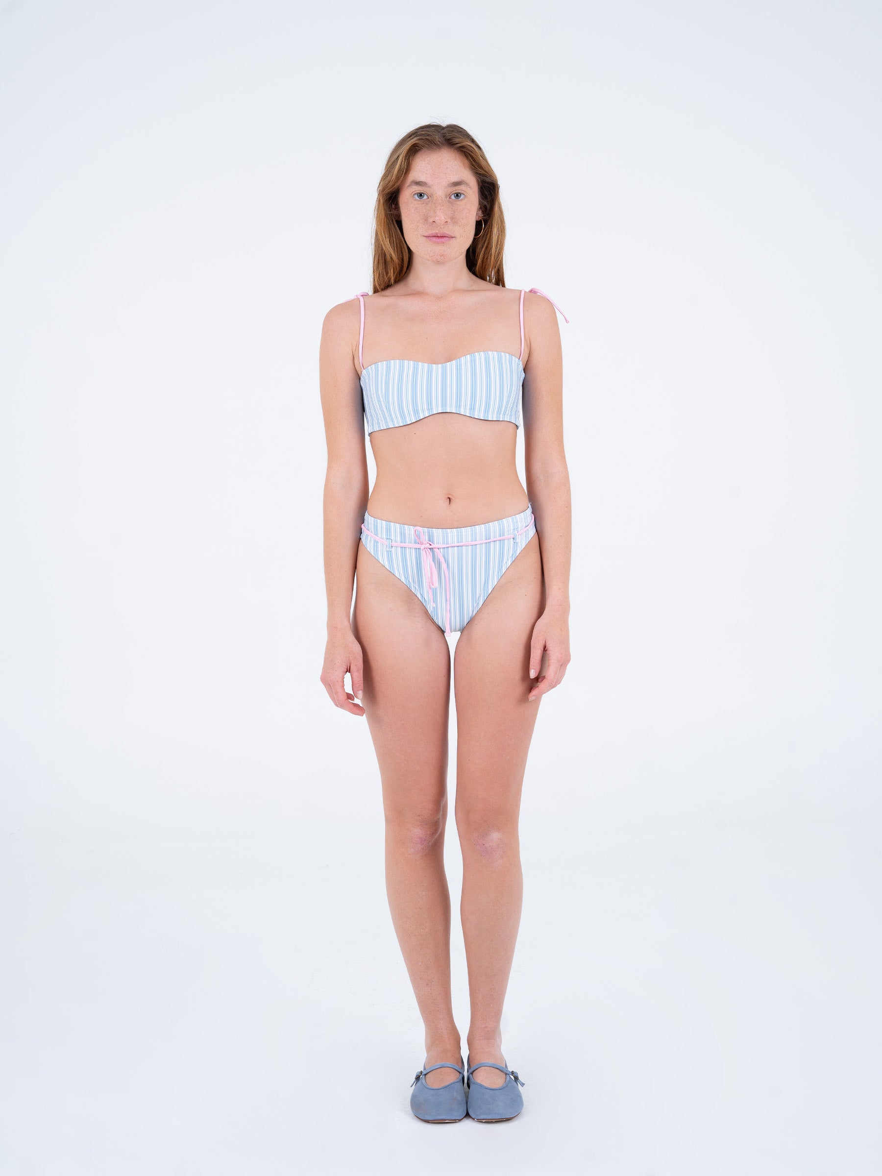 River Striped Print Bikini Top Bañador