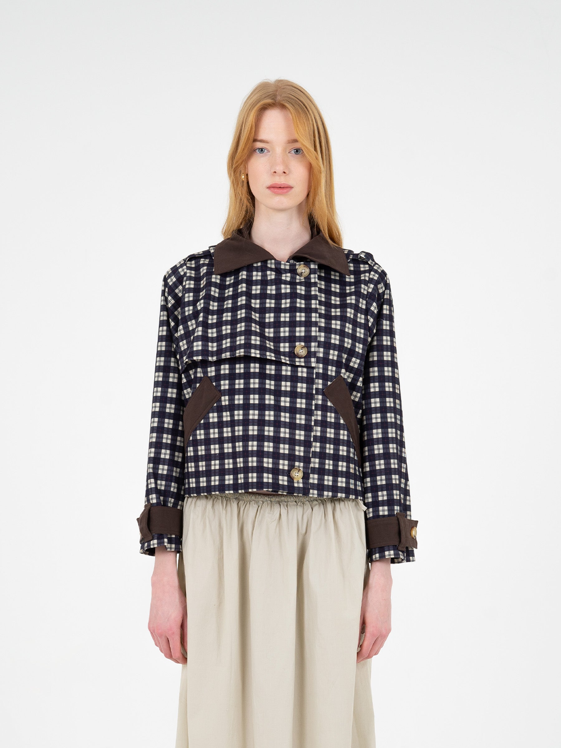 Rooftop Tartan Squared Trenchcoat chaqueta