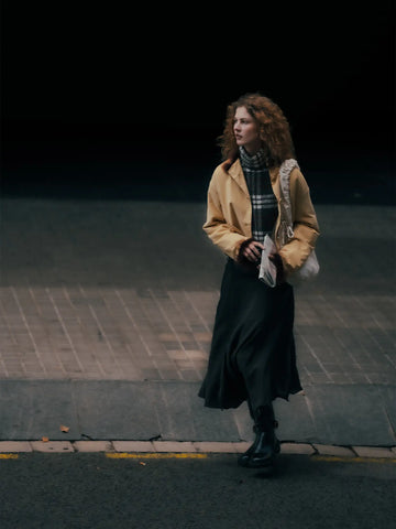 Rush Brown Plaid Midi Skirt