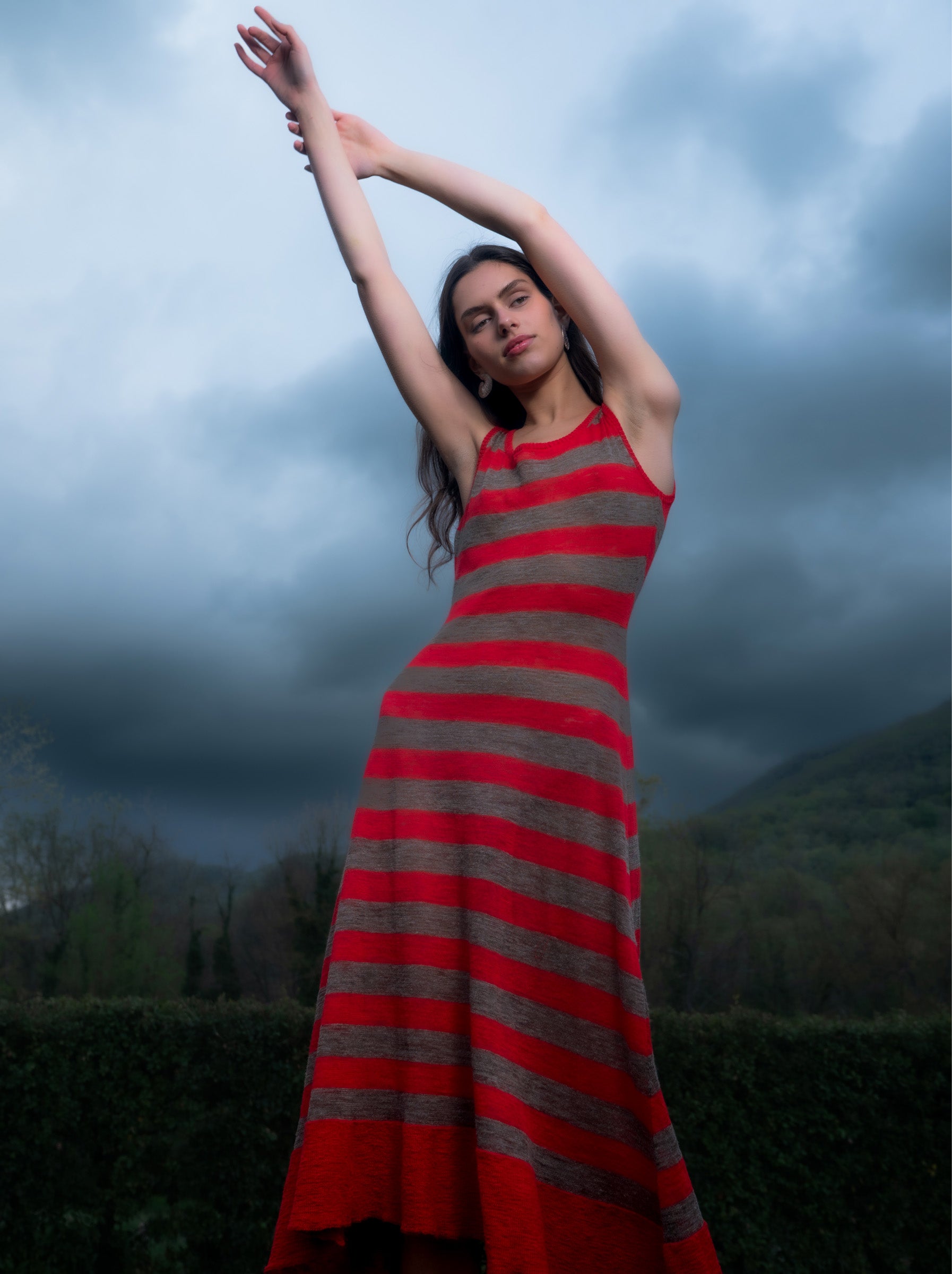 Sage Striped Knit Dress camisas y camisetas