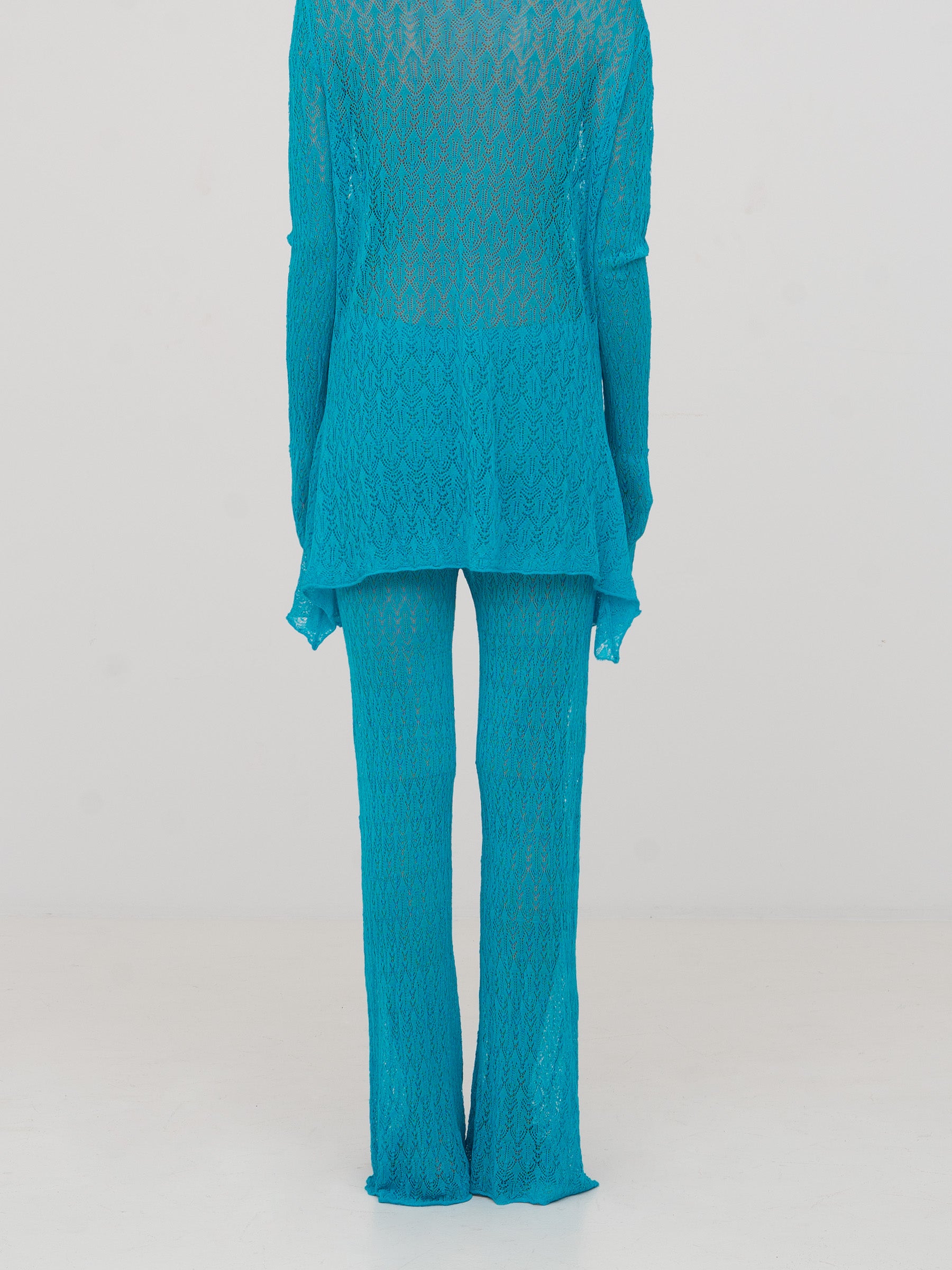 Saint Knit Blue Maxi Pants pantalones