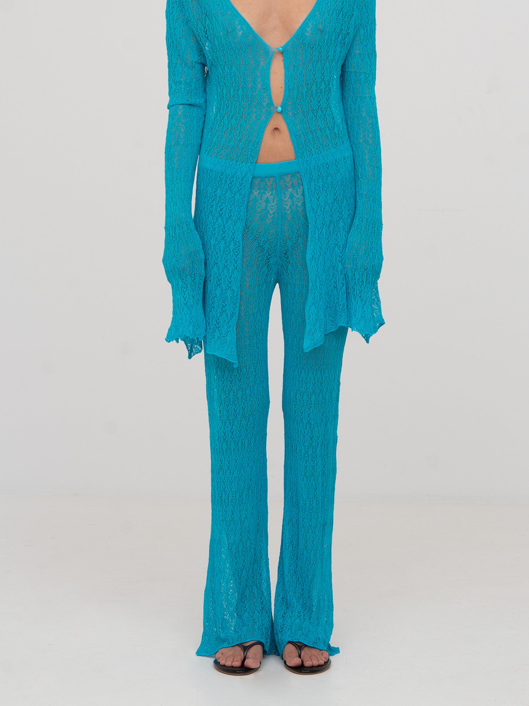 Saint Knit Blue Maxi Pants pantalones