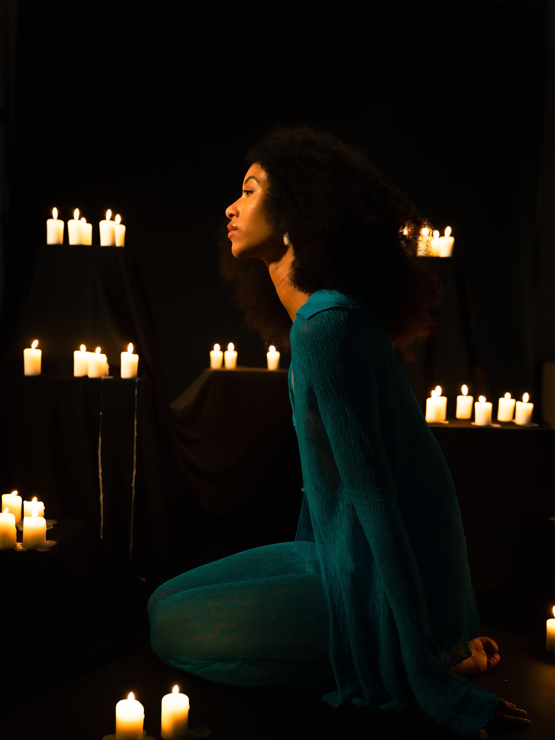 Saint Knit Blue Maxi Pants pantalones