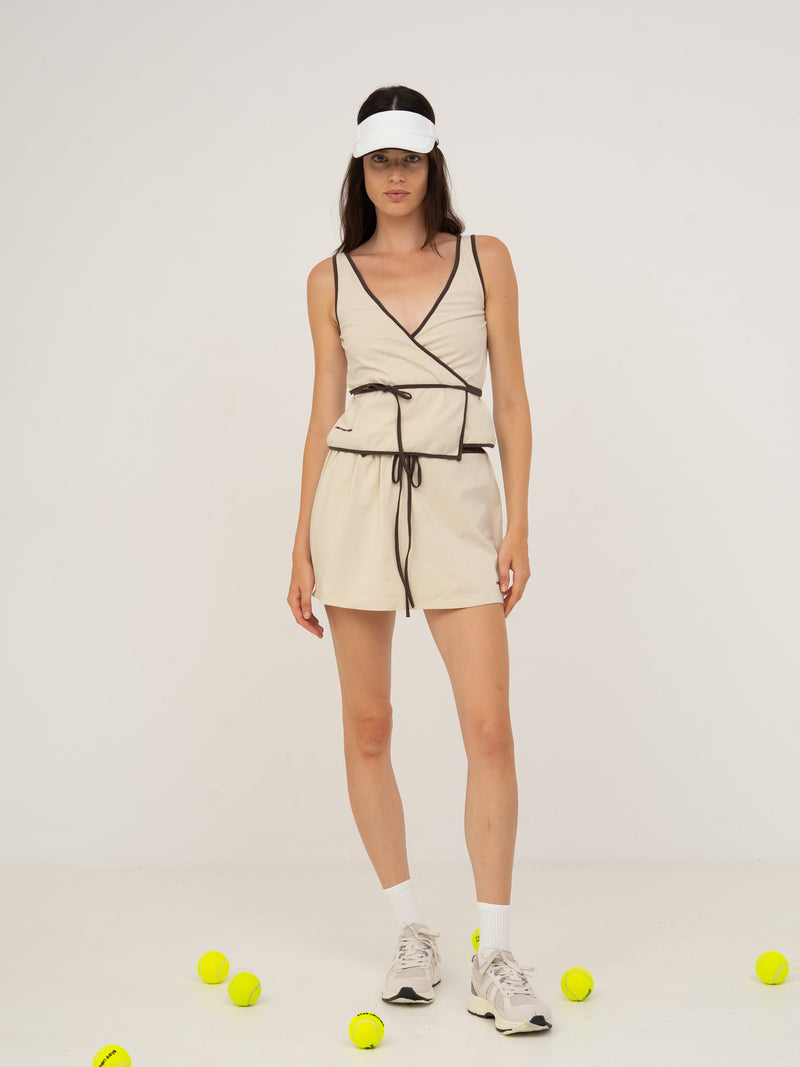 Serve White Sports Wrap Top top