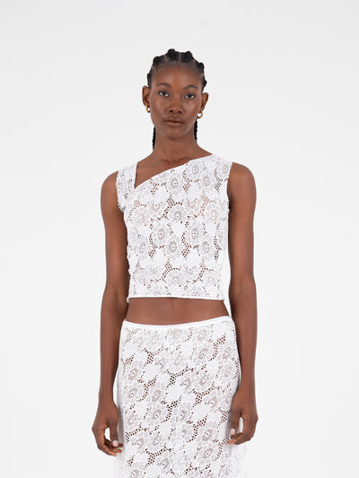 Sparkly White Lace Top