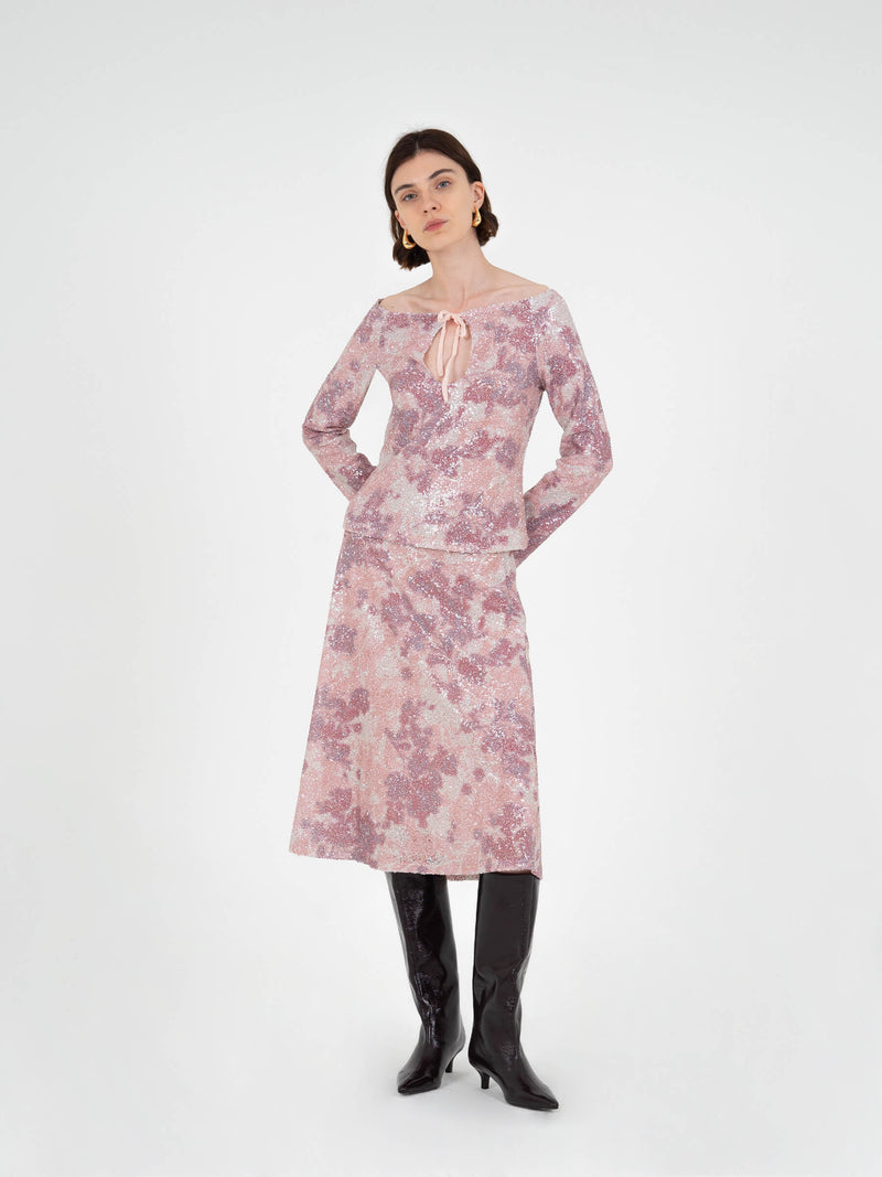 Star Printed Sequin Skirt falda