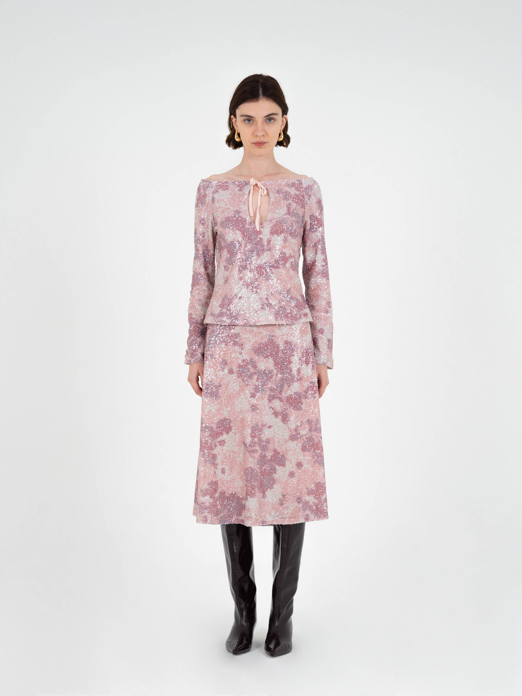 Star Printed Sequin Skirt falda