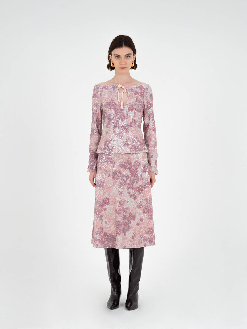 Star Printed Sequin Skirt falda