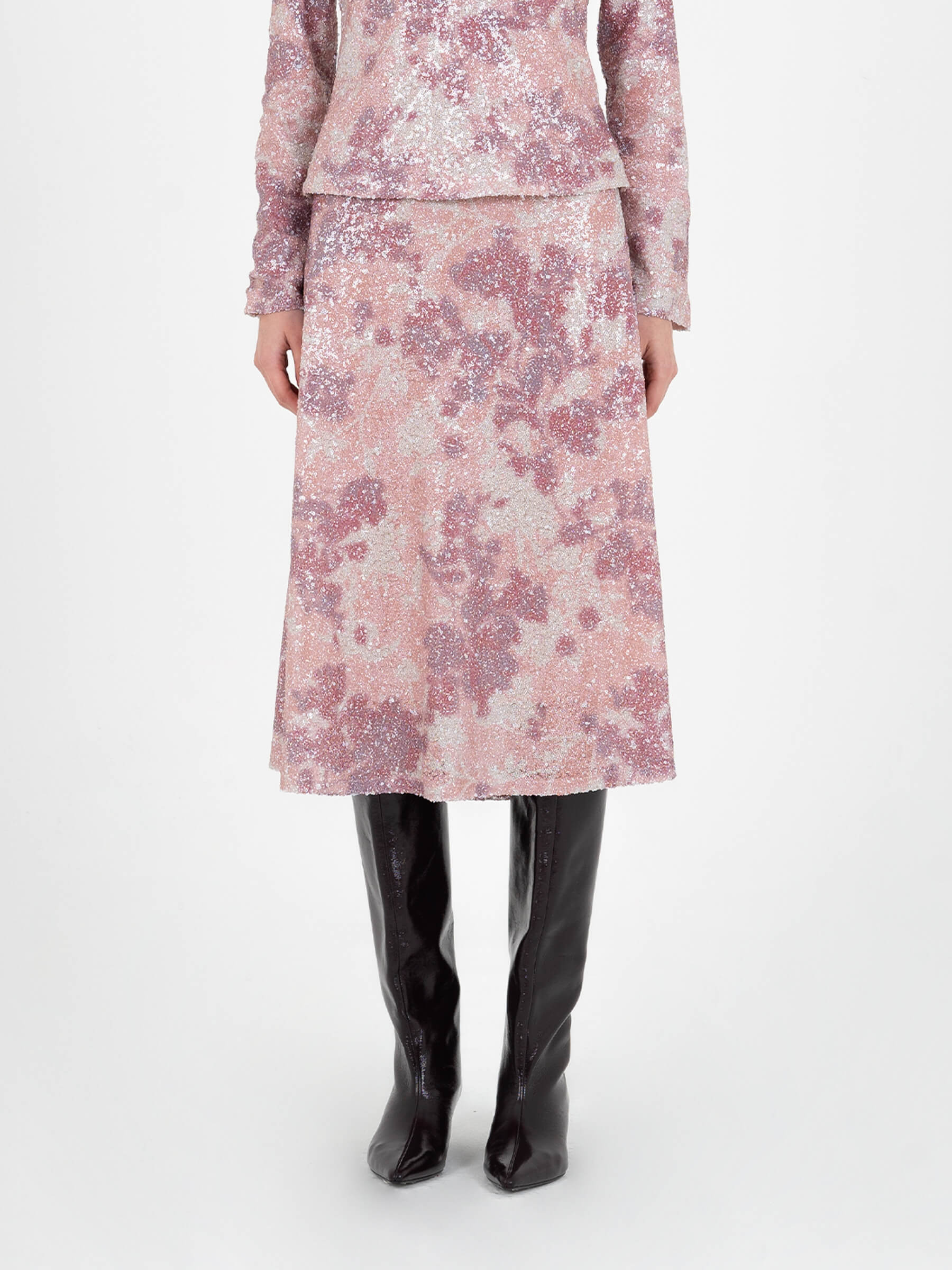 Star Printed Sequin Skirt falda