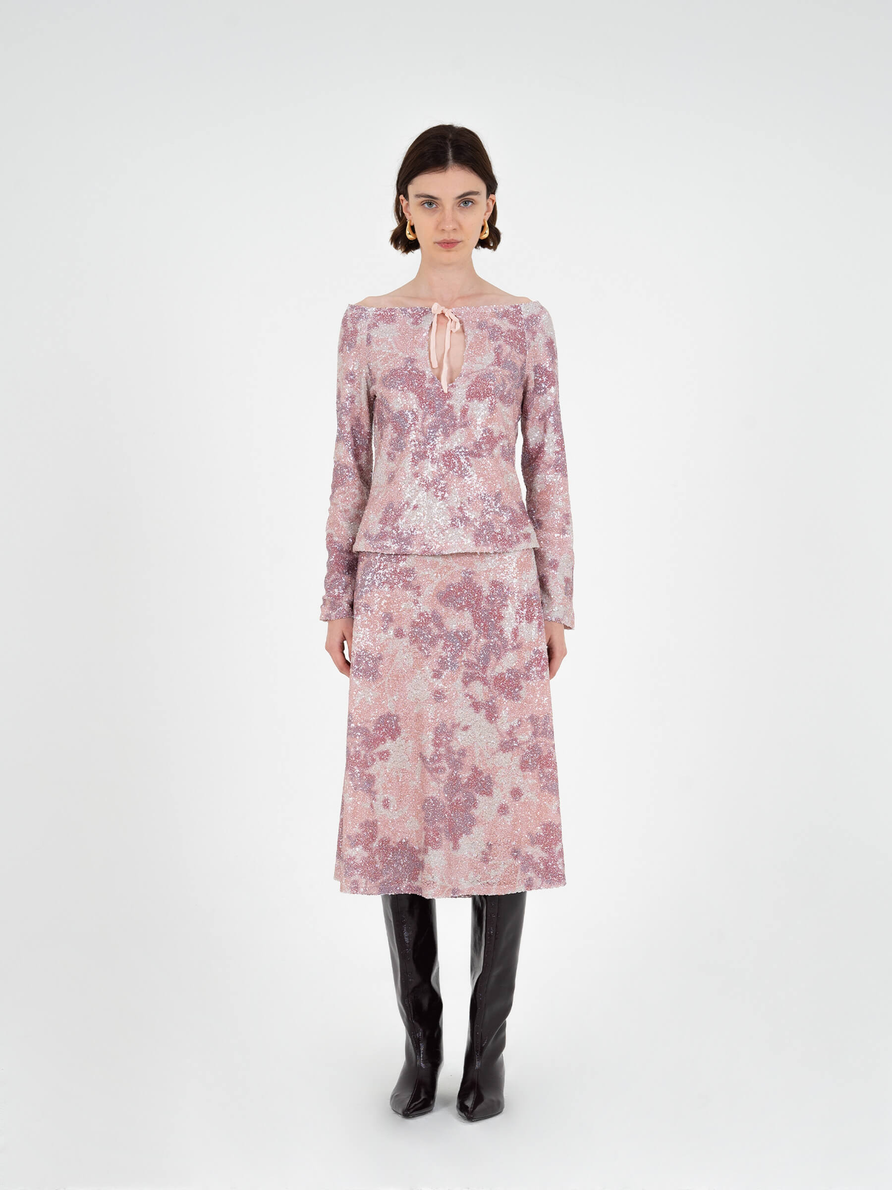 Star Printed Sequin Top top