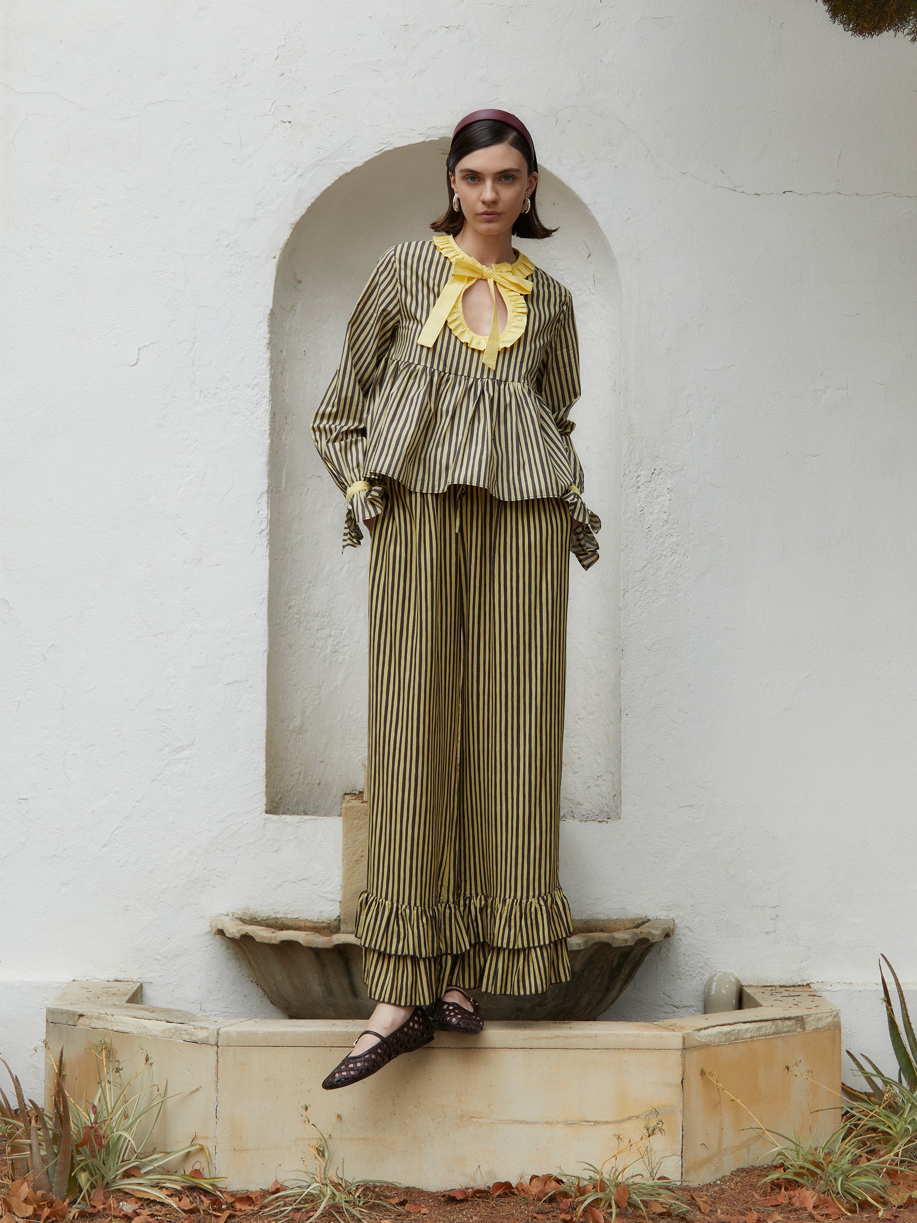 Striped Starlit Yellow Blouse top