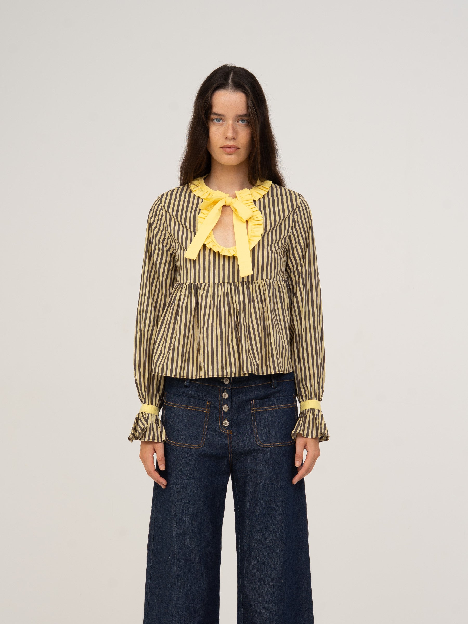 Striped Starlit Yellow Blouse top