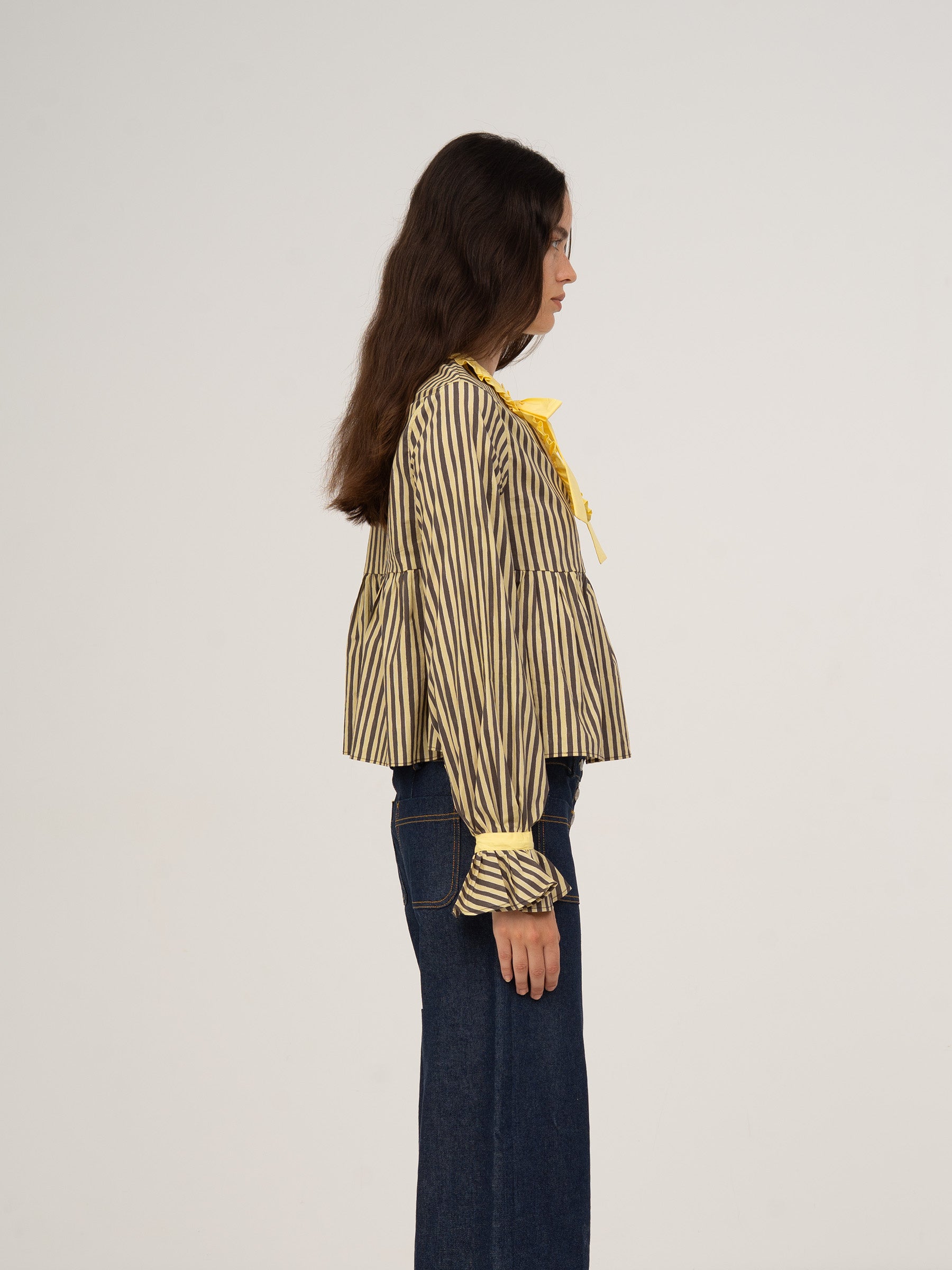 Striped Starlit Yellow Blouse top