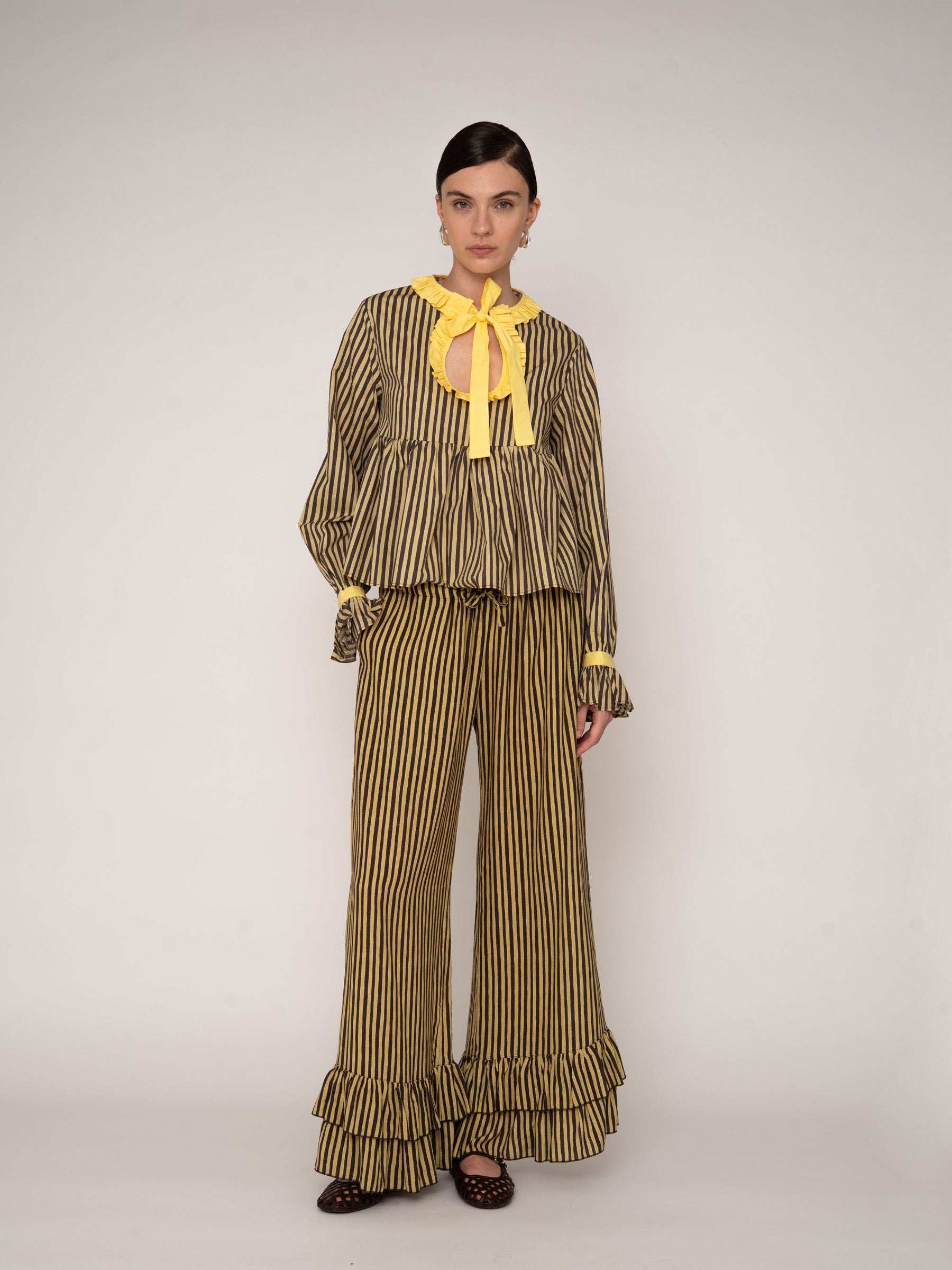 Striped Starlit Yellow Blouse top