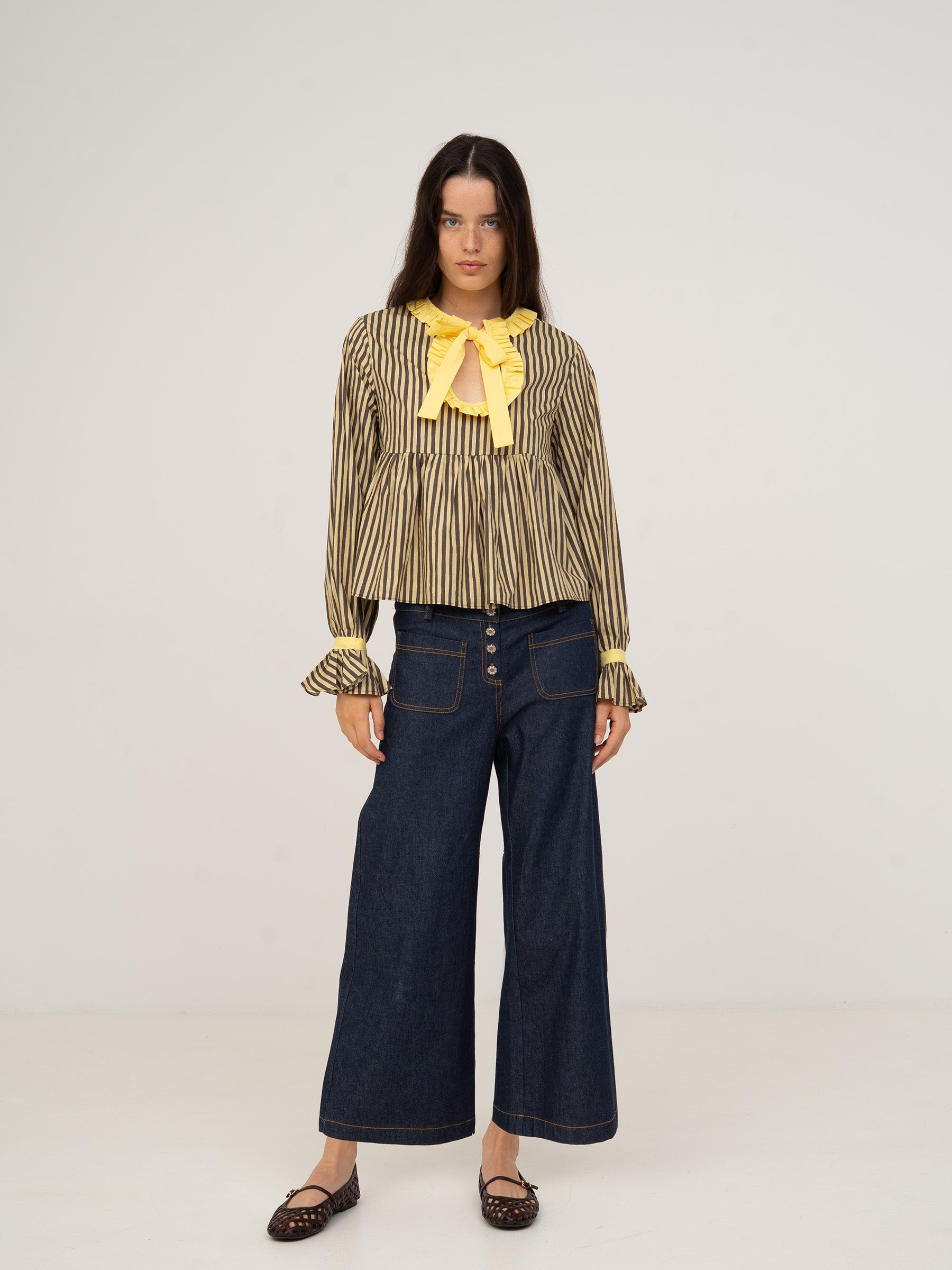 Striped Starlit Yellow Blouse top