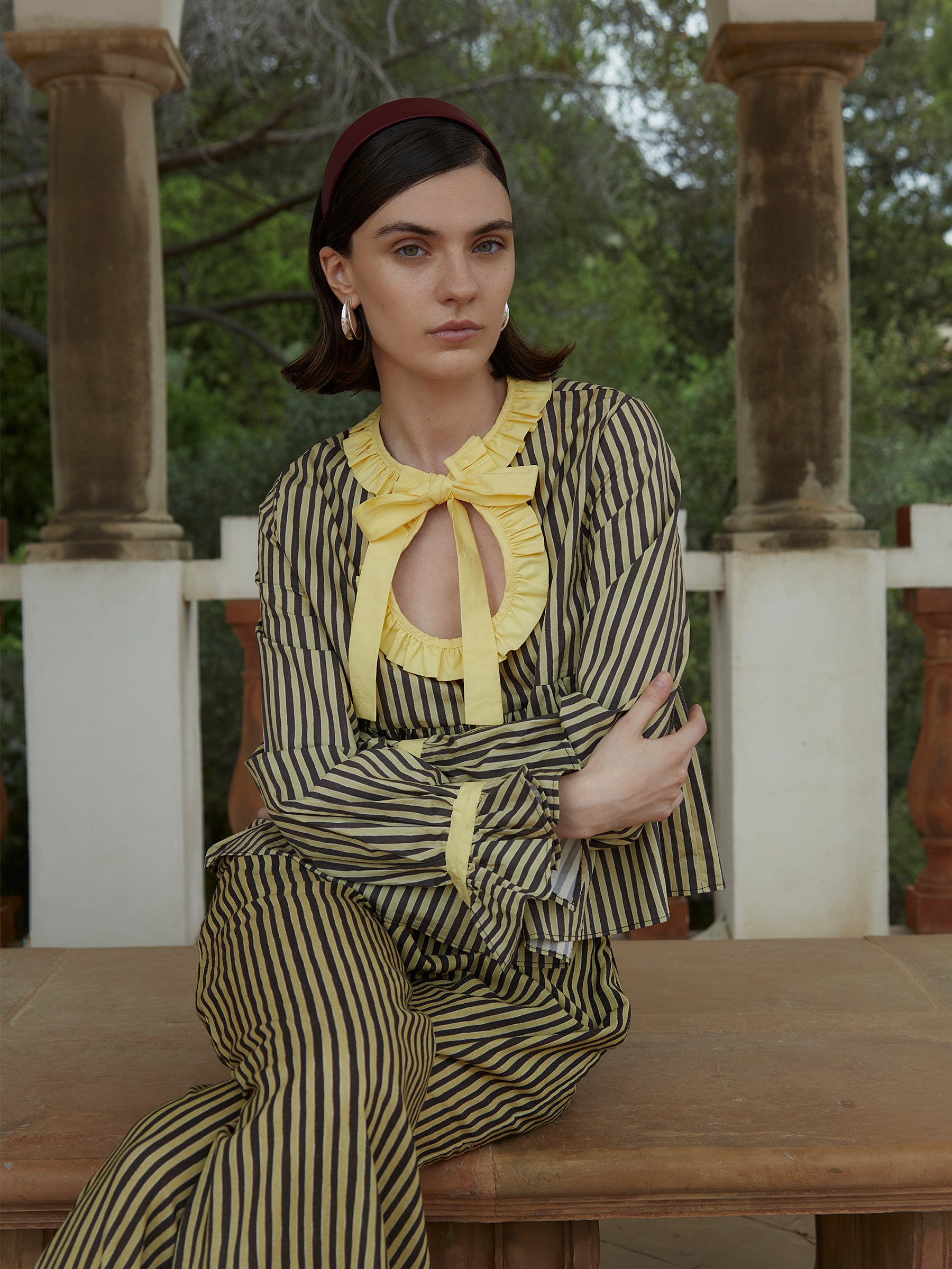 Striped Starlit Yellow Blouse top
