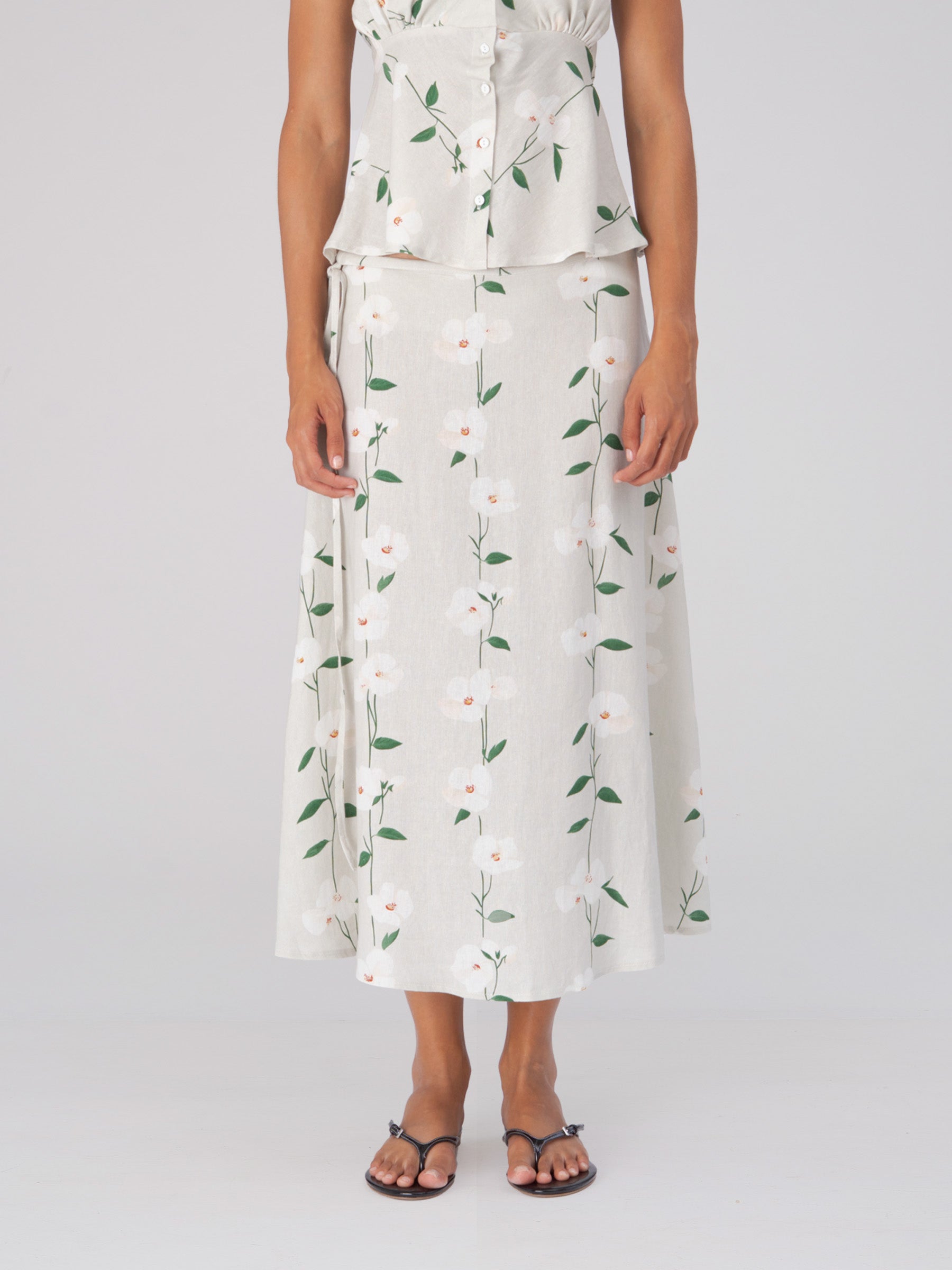 Summer Harlequin Flower Print Skirt falda