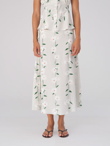 Summer Harlequin Flower Print Skirt