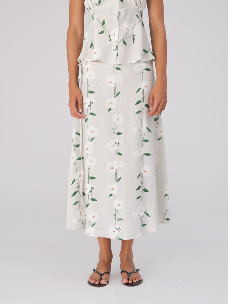 Summer Harlequin Flower Print Skirt falda