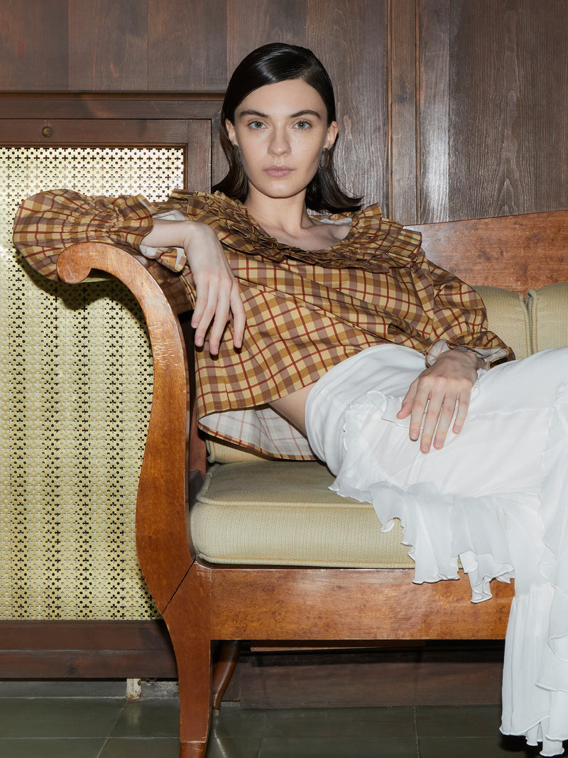Tartine Plaid Print Blouse top