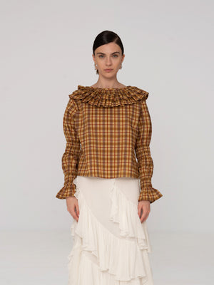 Tartine Plaid Print Blouse