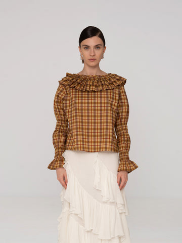 Tartine Plaid Print Blouse