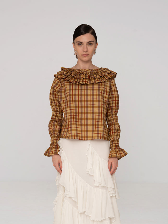 Tartine Plaid Print Blouse