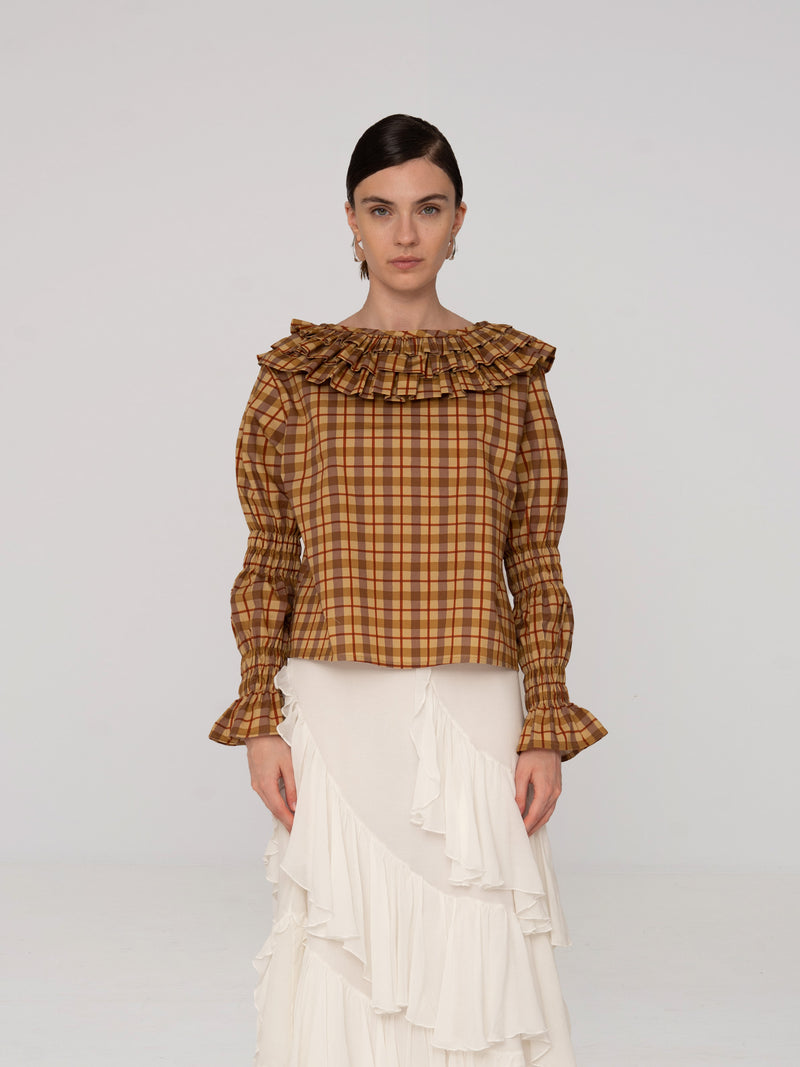 Tartine Plaid Print Blouse top