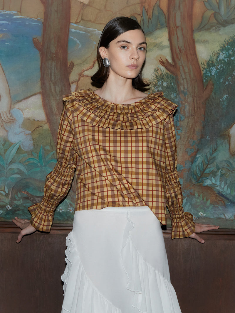 Tartine Plaid Print Blouse top