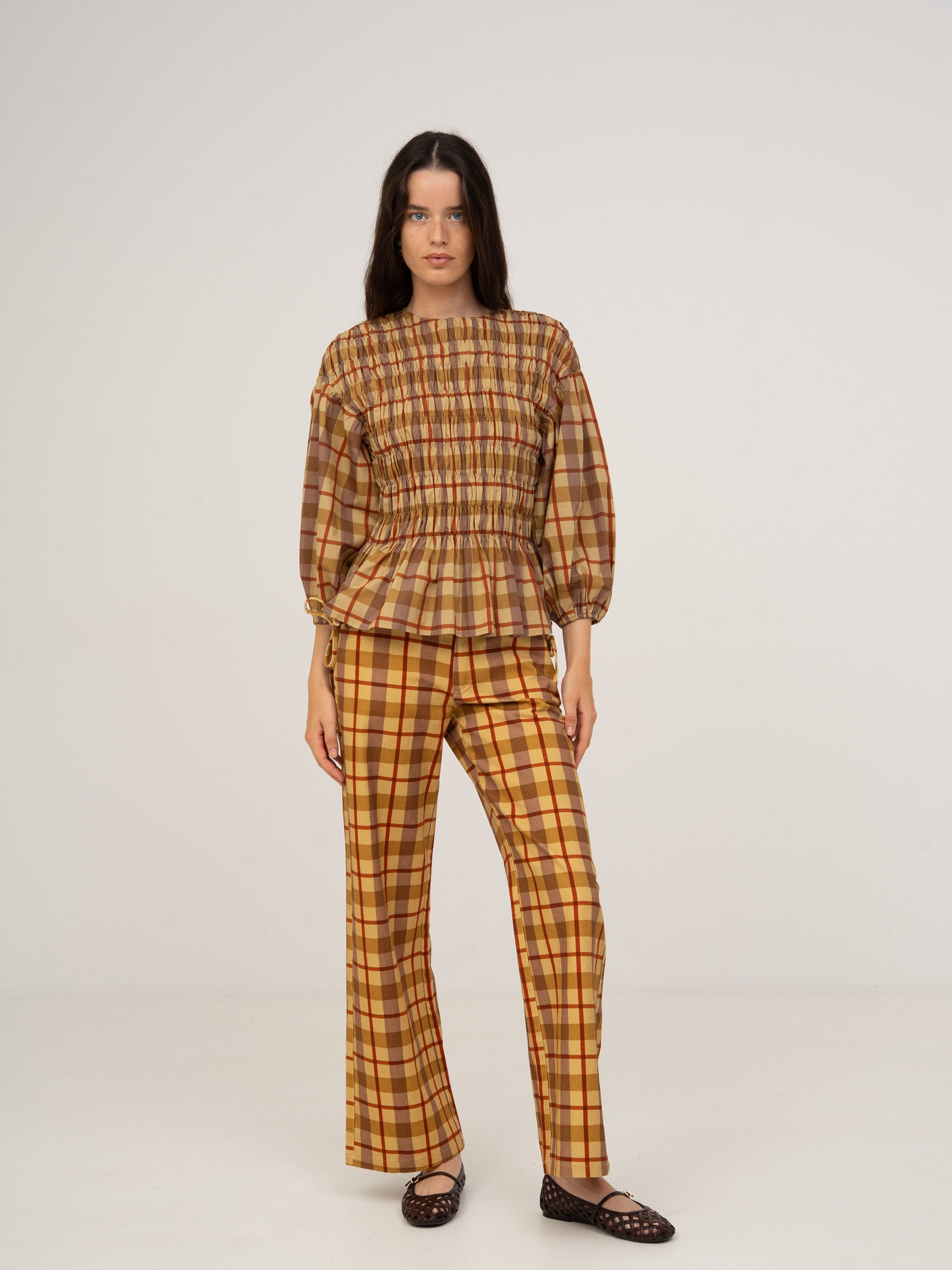 Tartine Plaid Print Jeans pantalones