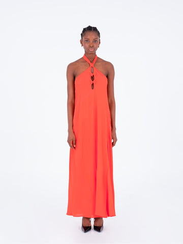 Orange halterneck dress with open back | Carmen Says Orange halterneck dress with open back | Carmen Says