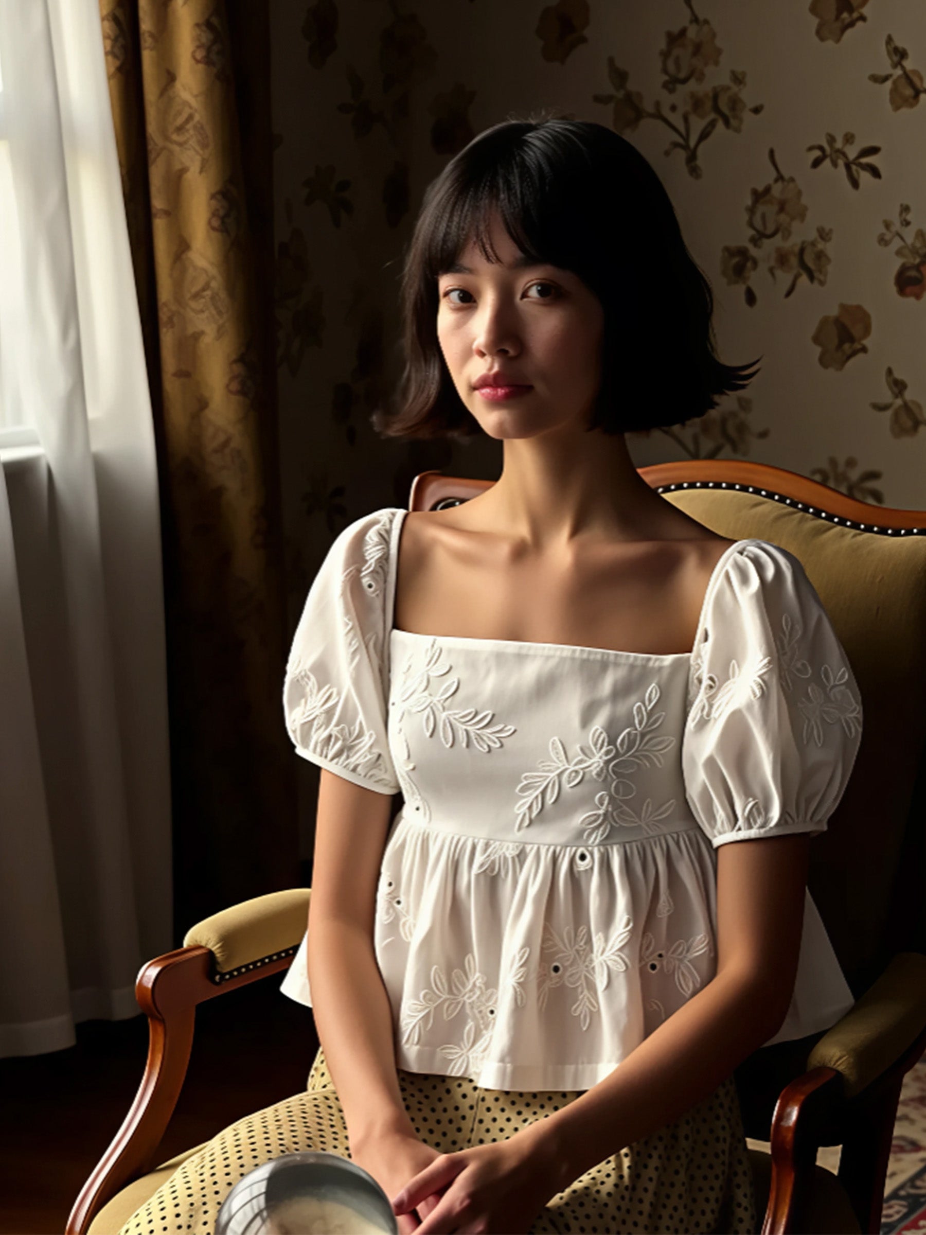 Vera Embroidered White Top camisas y camisetas