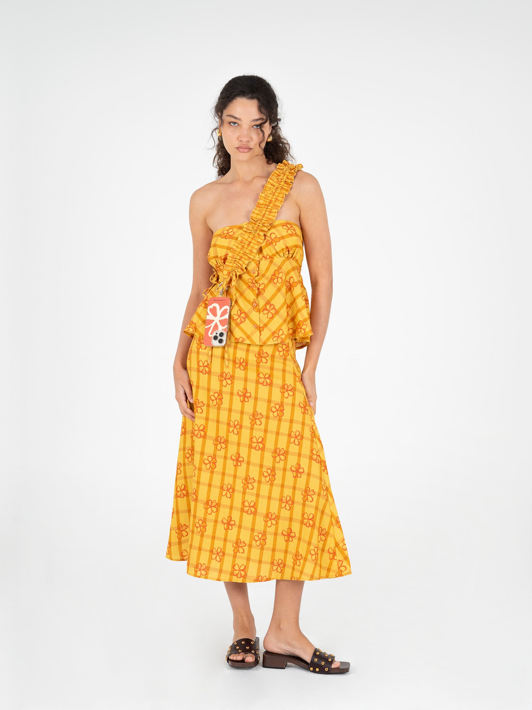 Vichy Flowers Print Ruffled Lace CARMENSAYSxMUK accesorios