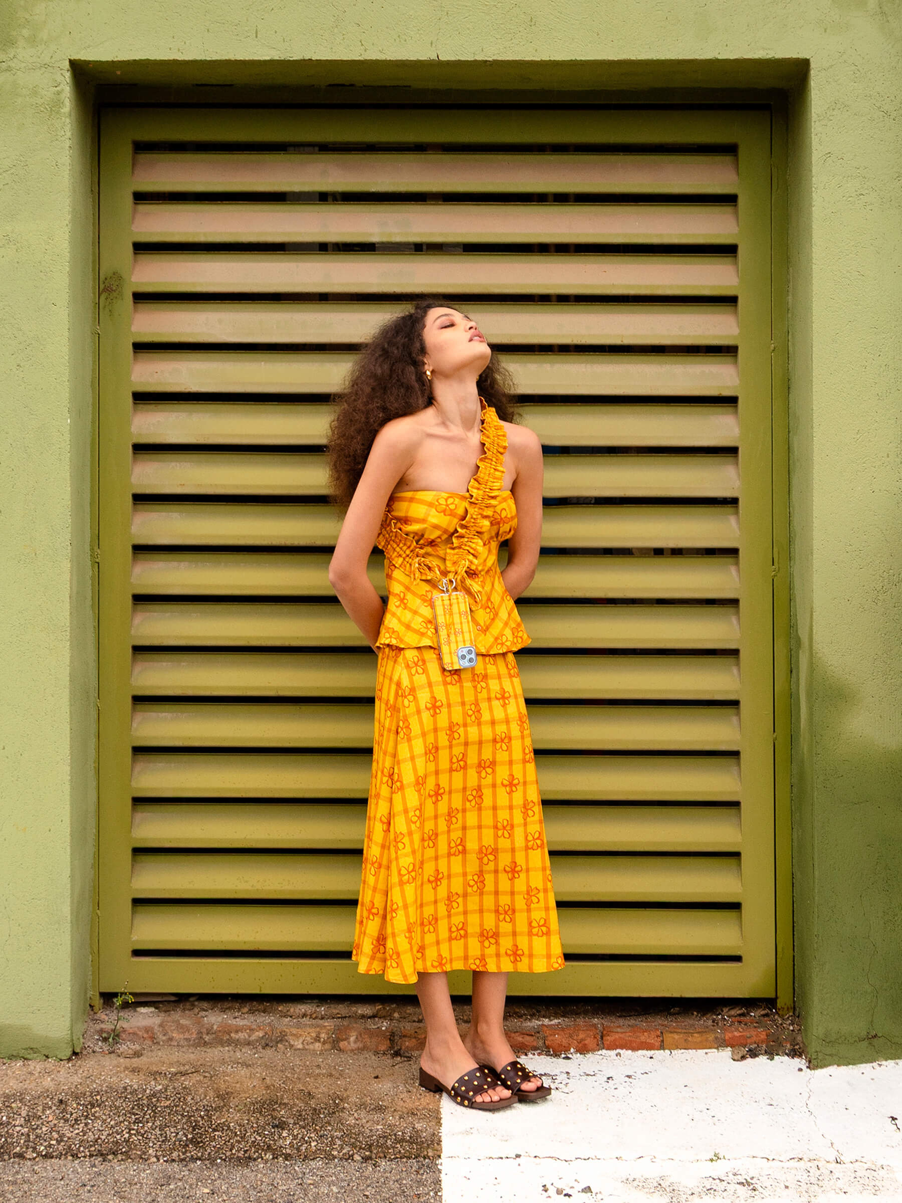 Vichy Flowers Print Ruffled Lace CARMENSAYSxMUK accesorios