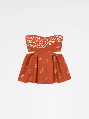 Vision Terracotta Bandana-style Print Top