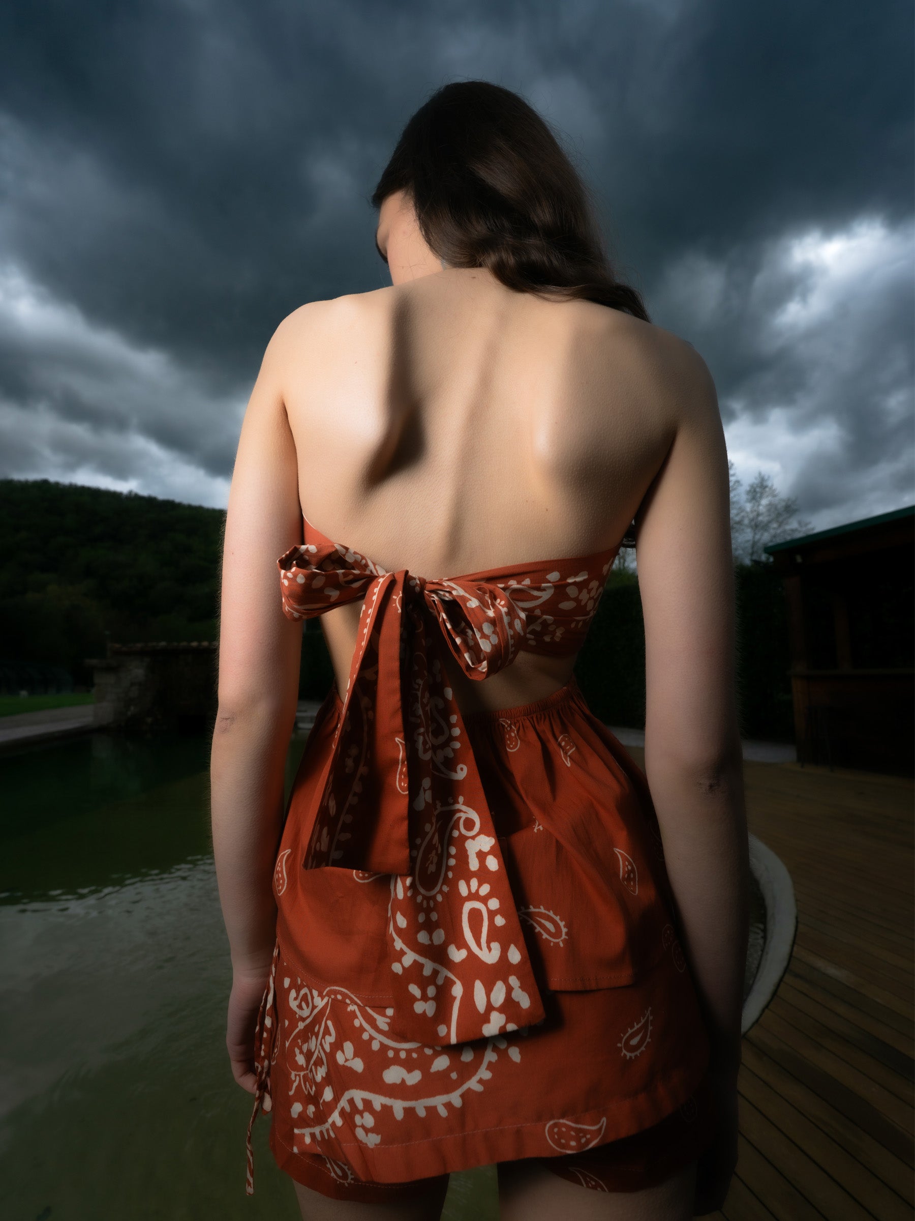 Vision Terracotta Bandana-style Print Top top