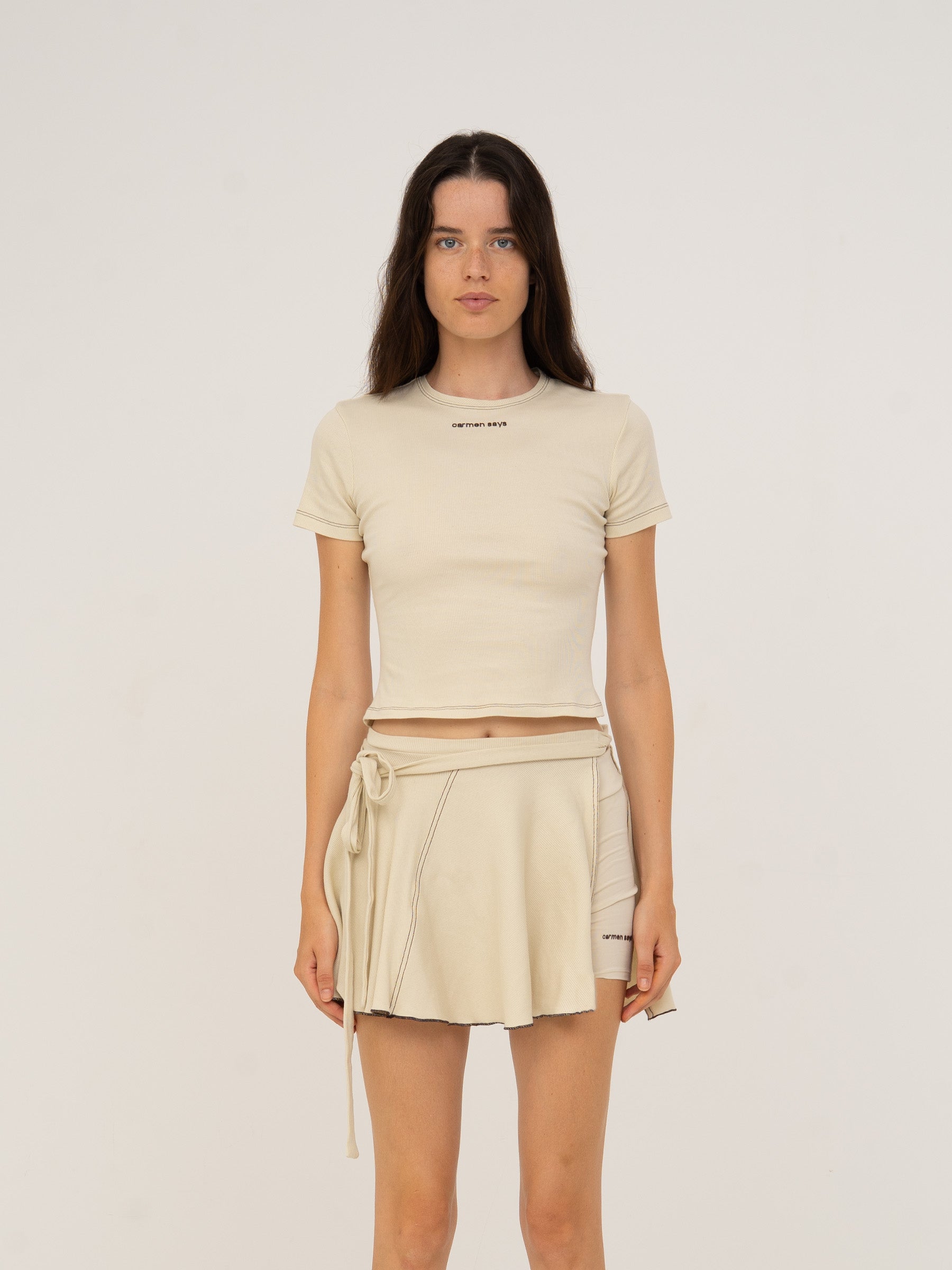 Volley Cream Crop Top top