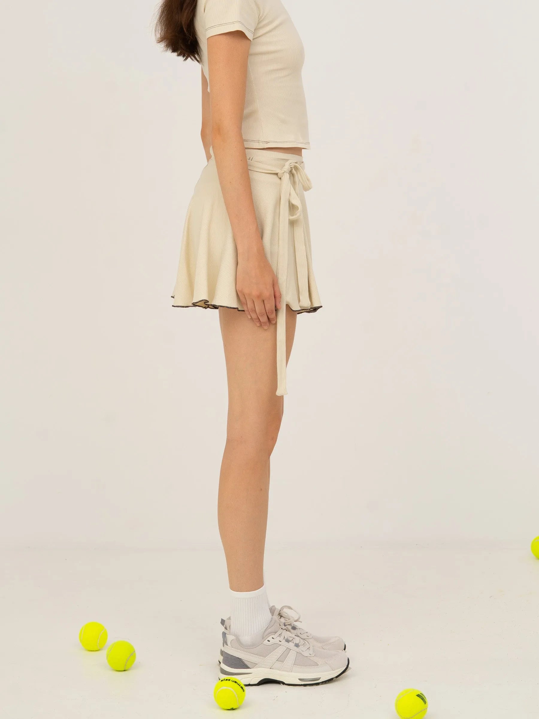 Volley Cream Wrap Mini Tennis Skirt falda