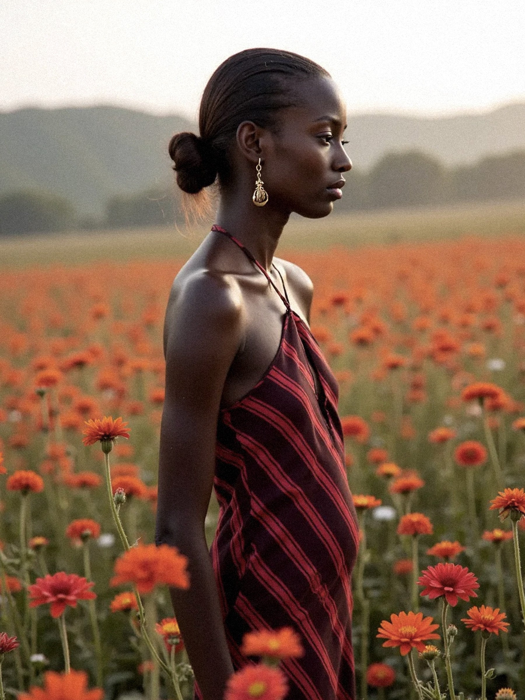 Long burgundy and red striped dress with a bow at the back | CARMEN SAYS Long burgundy and red striped dress with a bow at the back | CARMEN SAYS