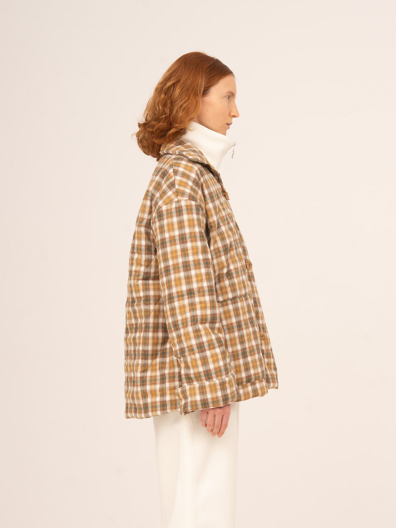 Willow Brown Plaid Puffer Jacket