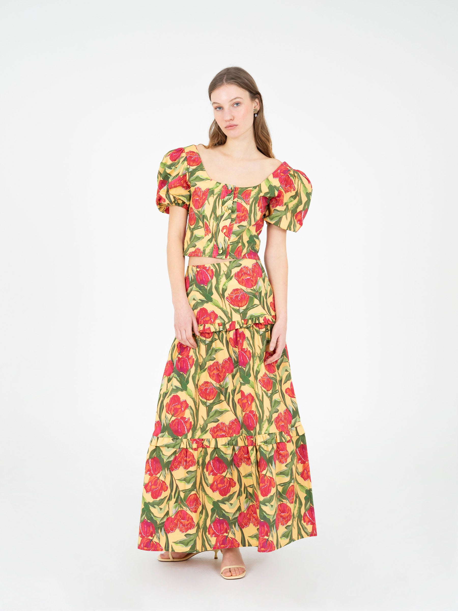 Zafira Yellow Floral Print Top camisas y camisetas