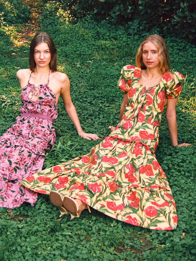 Zafira Yellow Floral Print Top camisas y camisetas