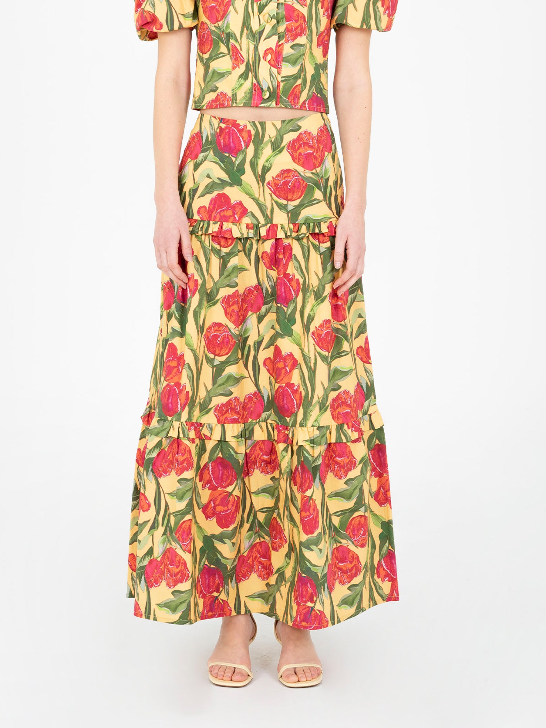 Zafira Yellow Maxi Skirt falda