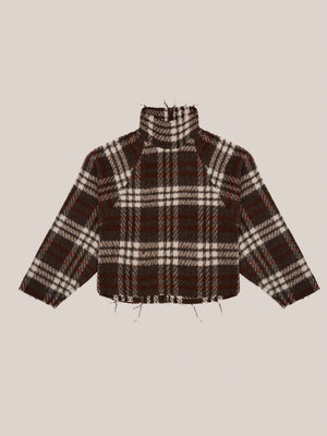 Barefoot Plaid Brown Turtleneck Overshirt
