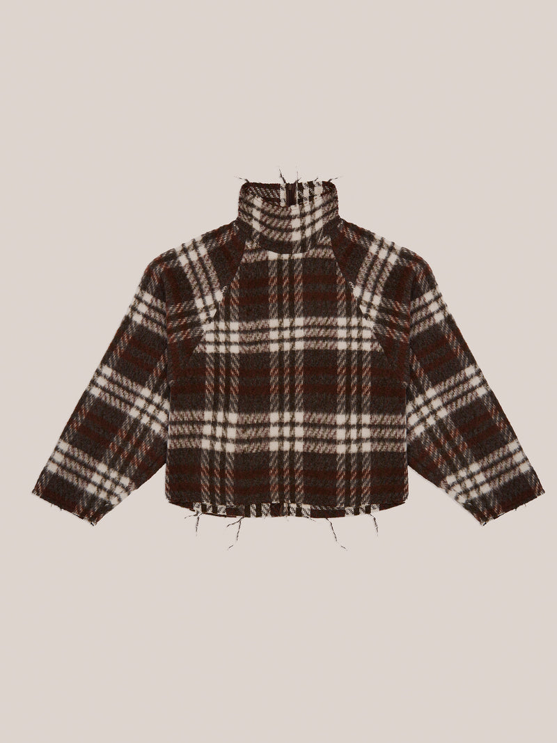 Barefoot Plaid Brown Turtleneck Overshirt